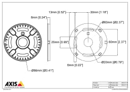 AXIS P1275 from Axis Communications - dimension diagram showing mounting measurements (view 2)