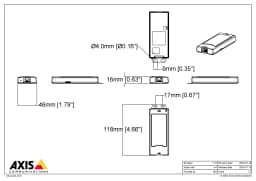 AXIS P1275 from Axis Communications - dimension diagram showing mounting measurements (view 4)