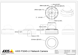 AXIS P3245-LV from Axis Communications - dimension diagram showing mounting measurements