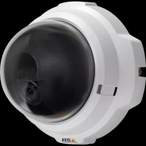 IP Camera AXIS M3203 has intelligent video capabilities and excellent image quality. The camera is viewed from it´s left, from AXIS COMMUNICATIONS