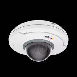 M5074 PTZ Camera black and white with a AXIS LOGO viewed from its right from AXIS COMMUNICATIONS