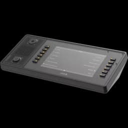 Black AXIS C6110 Network Paging Console viewed from its left from AXIS COMMUNICATIONS