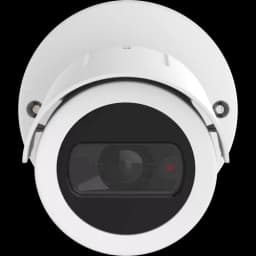 AXIS M2025-LE from AXIS COMMUNICATIONS - IP Camera in white color viewed from its front.