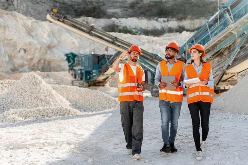 Equipe de engenheiros em operação de mineração
