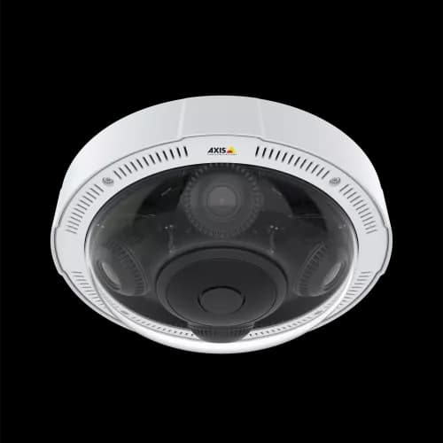 The IP camera AXIS P3719-PLE mounted to the ceiling, viewed from its front. from AXIS COMMUNICATIONS